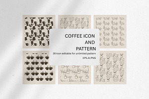 Bundle Coffee Icons for Patterns, an Outline Icon by TwonTwo Studio