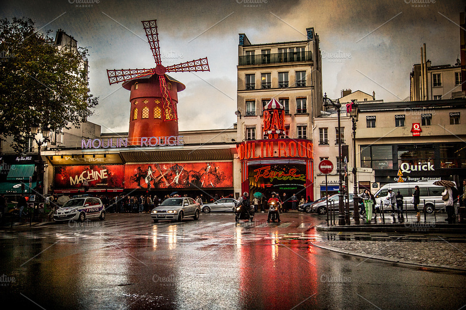Paris Moulin Rouge Containing Famous Place France And French Culture
