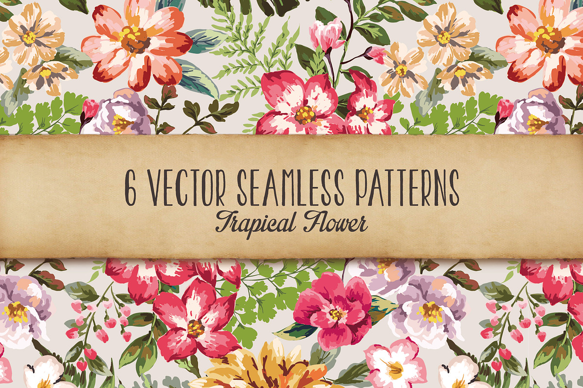 Seamless tropical flowers Vol.3