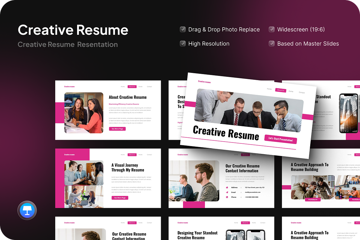 Creative Resume Presentation Keynote, a Presentation Template by SquidPixey (Photo 1 of 7)