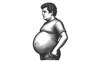 Overweight Man Side Profile with, a Person Illustration by AlexArt