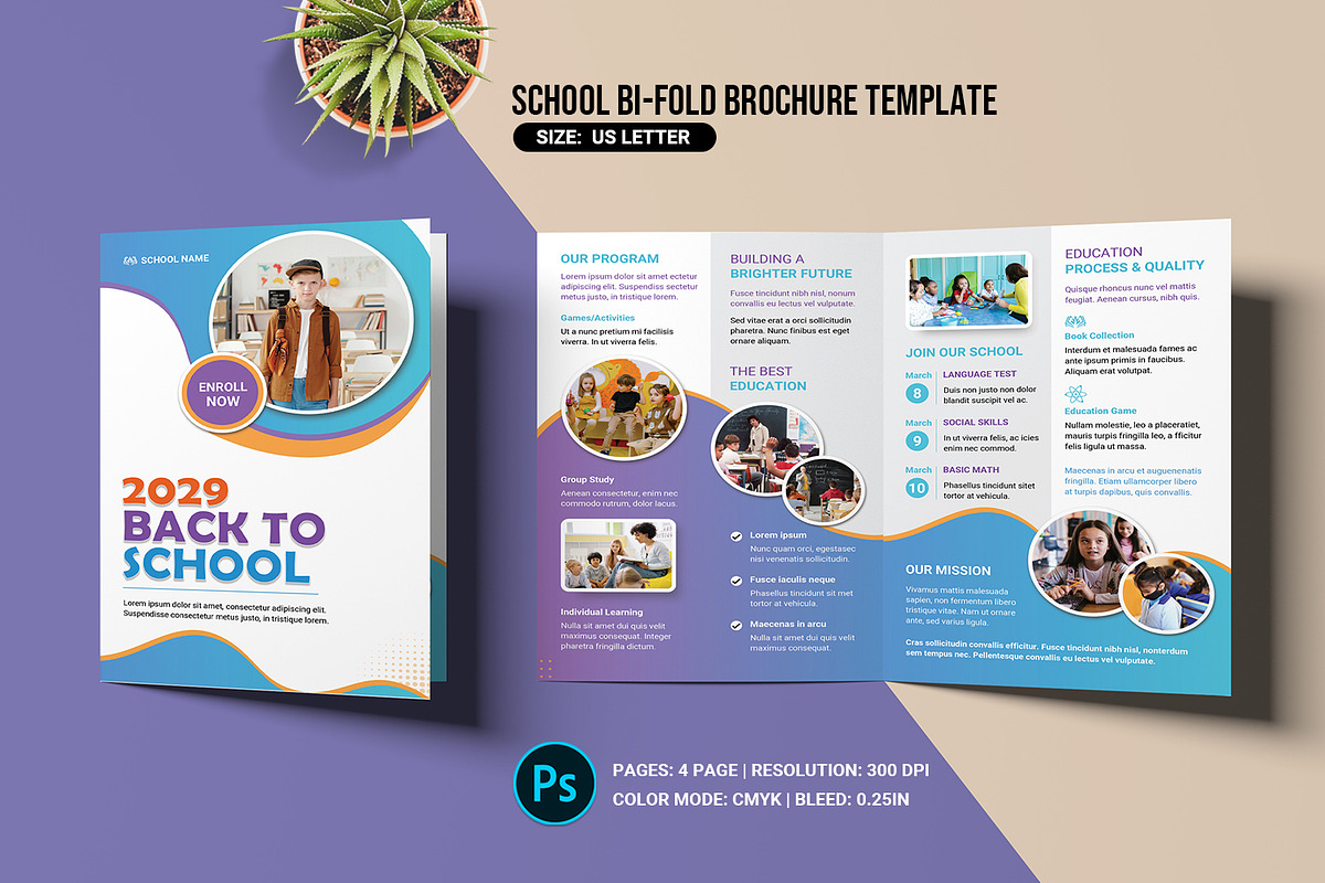 School Admission Bifold Brochure, a Brochure Template by Template Shop (Photo 2 of 6)