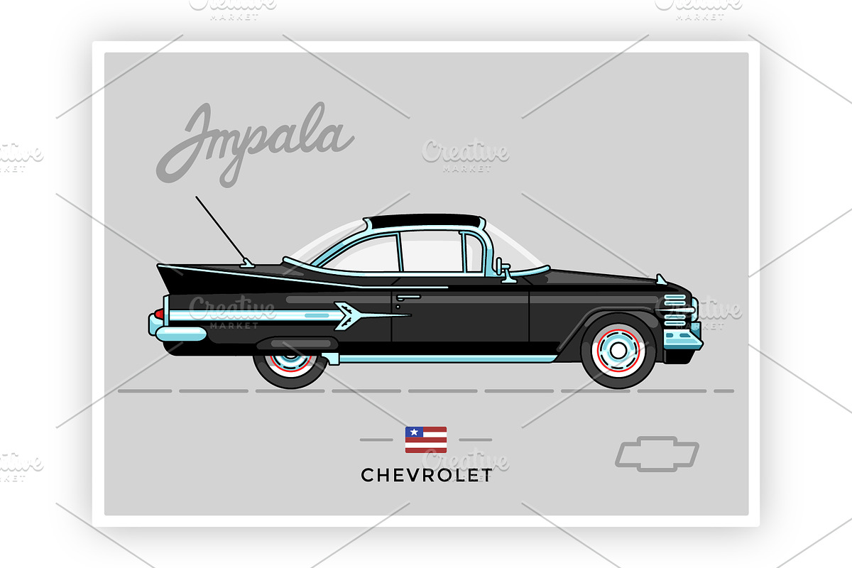 Retro Stylish Chevy Impala, an Education Illustration by Spiner144