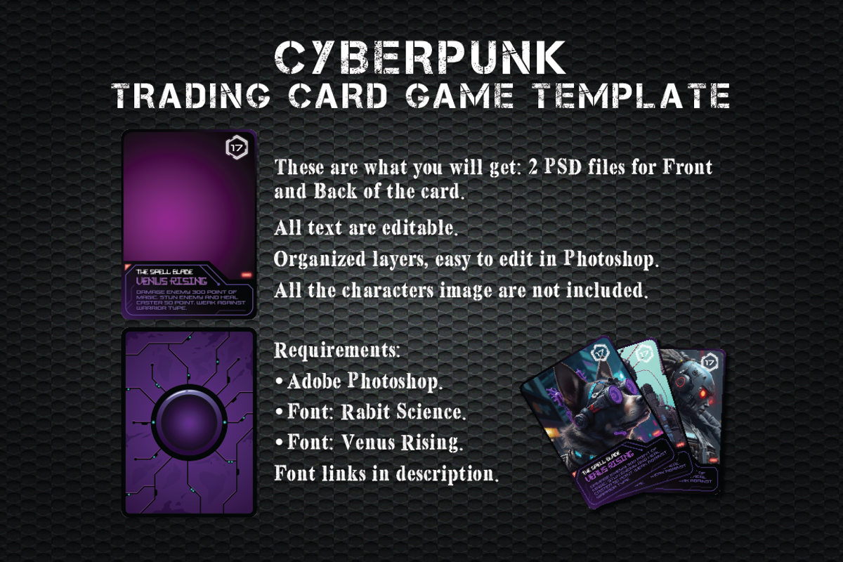 Cyberpunk Trading Card Game Template, a Decorative Illustration by Heavtryq Design (Photo 3 of 4)