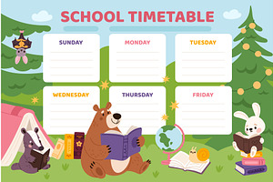 Animals with books kids planner, an Animal Illustration by YummyBuum