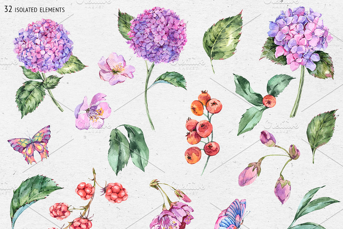 Watercolor Summer Wildflowers, an Illustration by Belusuab (Photo 4 of 13)