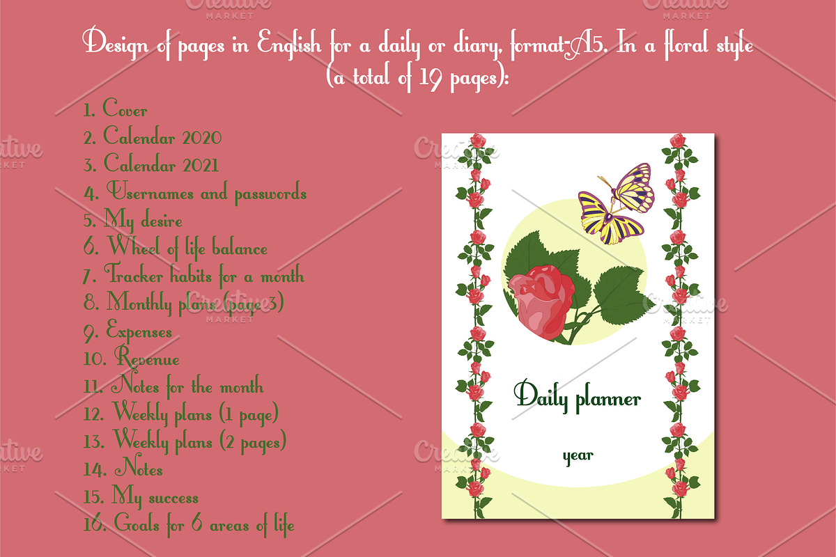Page templates for daily planner, a Stationery Template by BEZIL-ART (Photo 3 of 4)