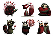 Whimsical Valentine Animals Clipart, an Illustration by Dream Creation (Thumbnail 2 of 8)