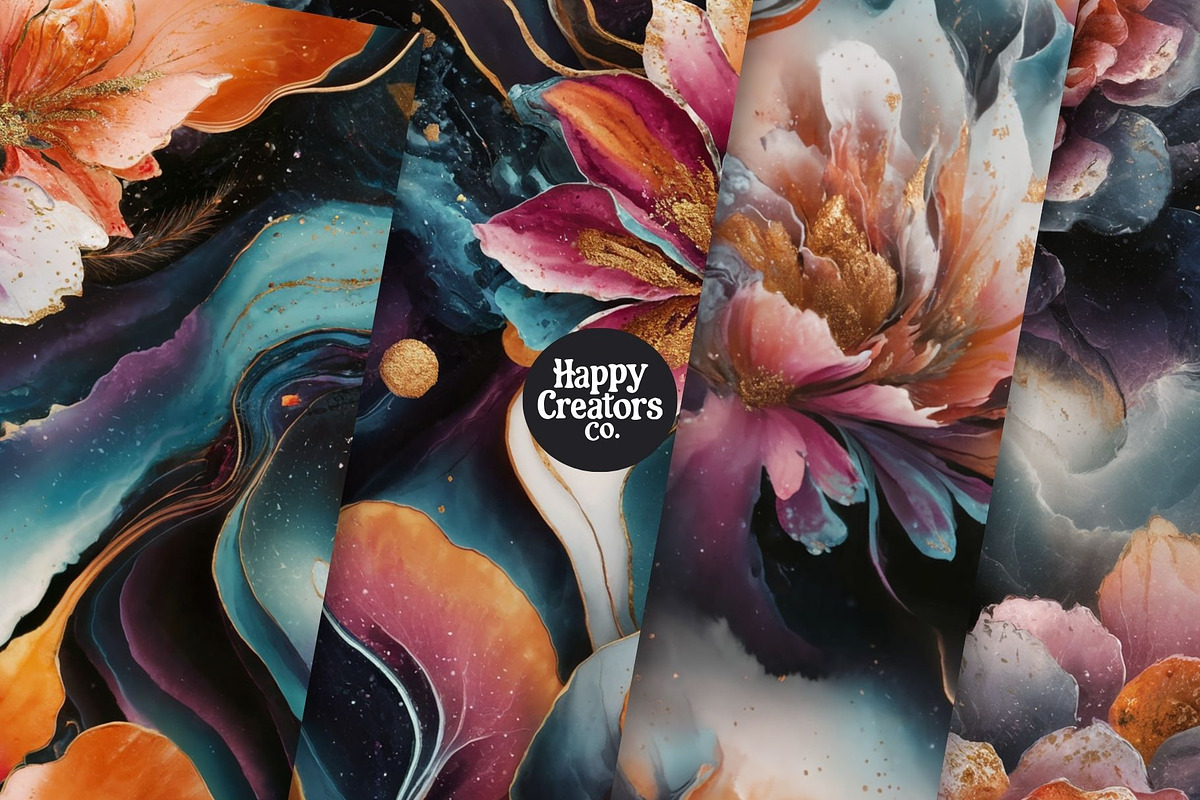 Cosmic Flowers Digital Paper Pack #1, a Pattern Graphic by Happy Creators Co. (Photo 6 of 7)