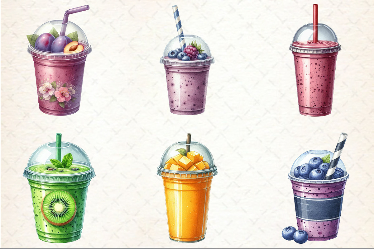 Watercolor Fruit Plastic Cup Clipart, an Illustration by Rose Art (Photo 3 of 4)