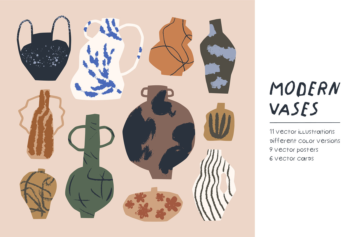 Modern pottery, ceramic vases set, a Decorative Illustration by Good Studio (Photo 1 of 20)