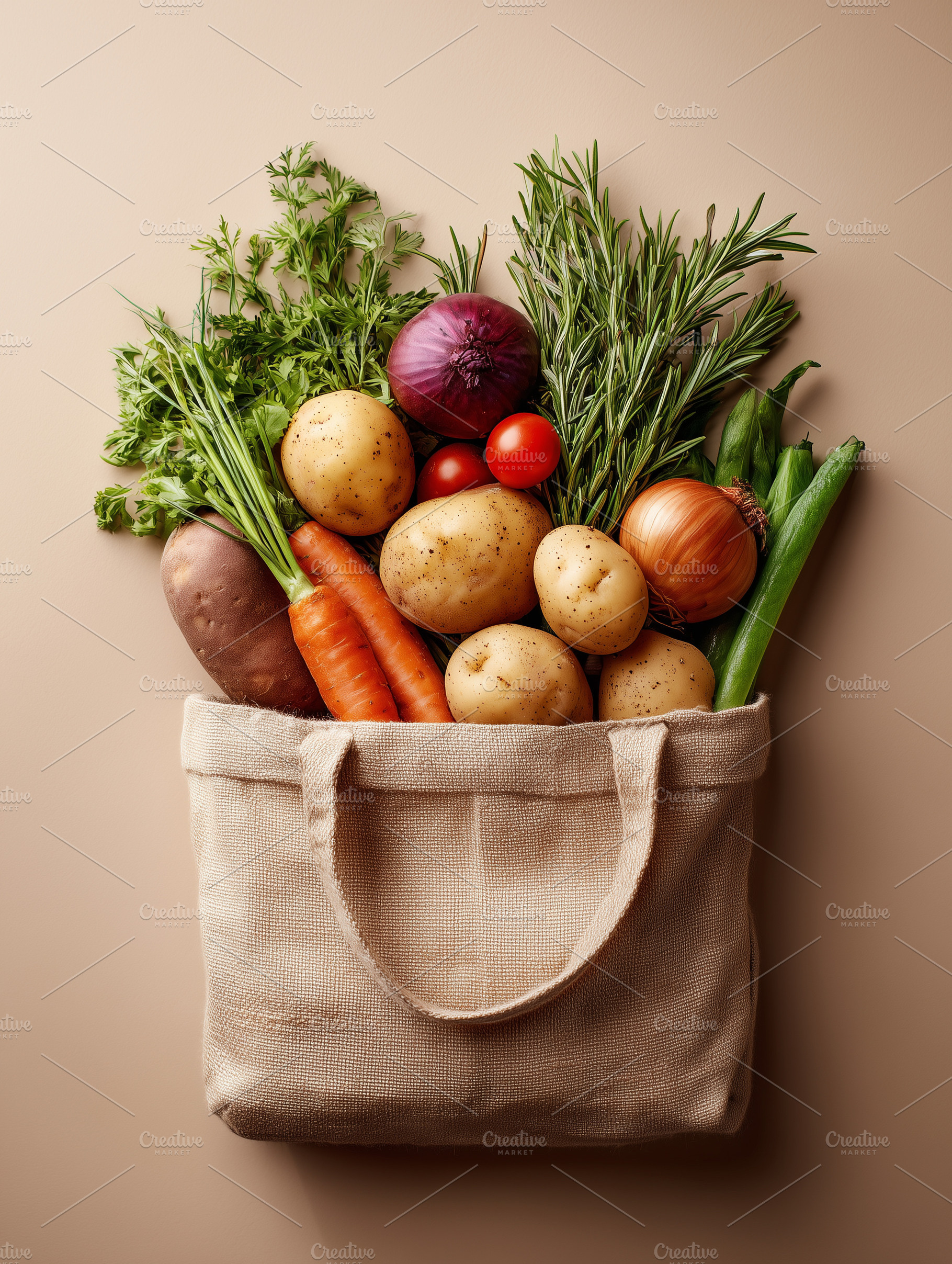 Reusable eco tote bag filled with, a Food & Drink Photo by MistyDay