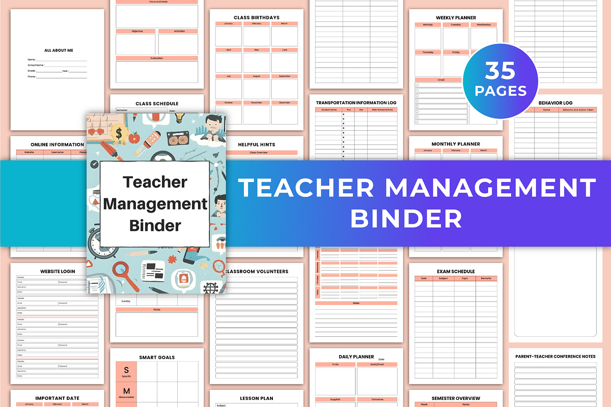 Teacher Management Binder Canva Kdp, a Stationery Template by Mustafiz (Photo 1 of 5)