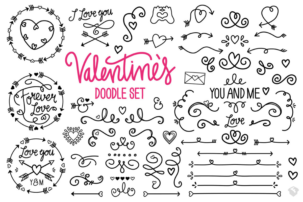 ♡ Valentine's Vector Doodle Set, a Decorative Illustration by Fresh Design Elements (Photo 1 of 4)
