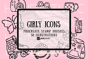 Girly Icons Procreate Brush Set