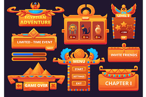 Egyptian ui game interface. Progress, an Illustration by LadadikArt