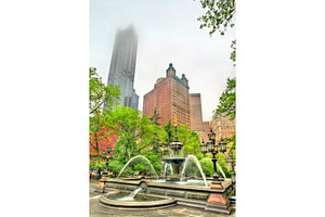 Fountain in city hall park manhattan new york city featuring fountain, an Architecture Photo by Leonid Andronov