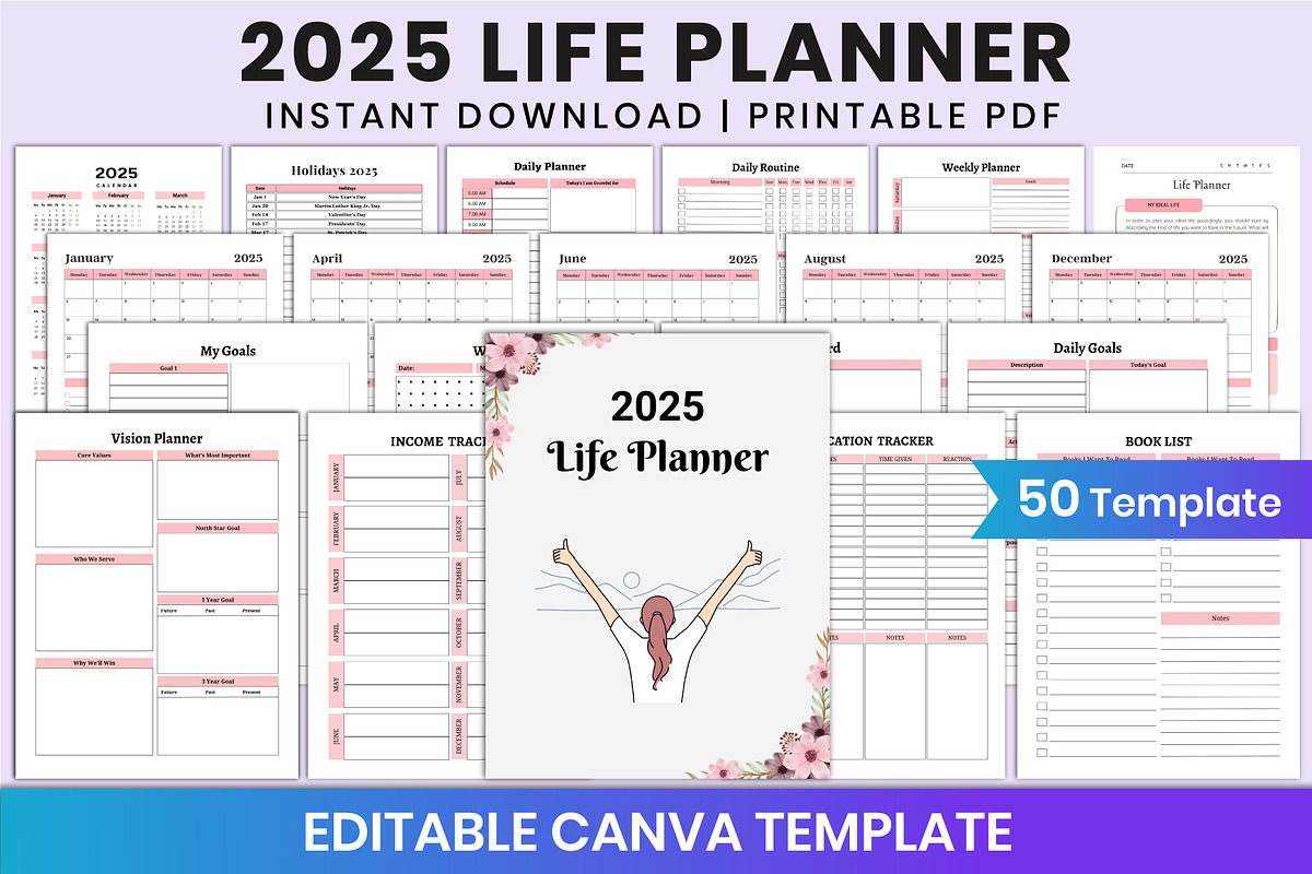 2025 Life Planner For Canva, a Stationery Template by Shumaya (Photo 1 of 6)