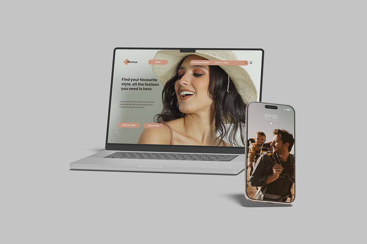 Smartphone with Laptop Mockup, a Device Mockup by lamorastudio (Photo 11 of 11)