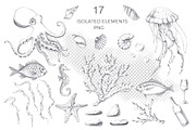 Underwater world, pencil graphics, an Animal Illustration by SvetLana (Thumbnail 2 of 15)