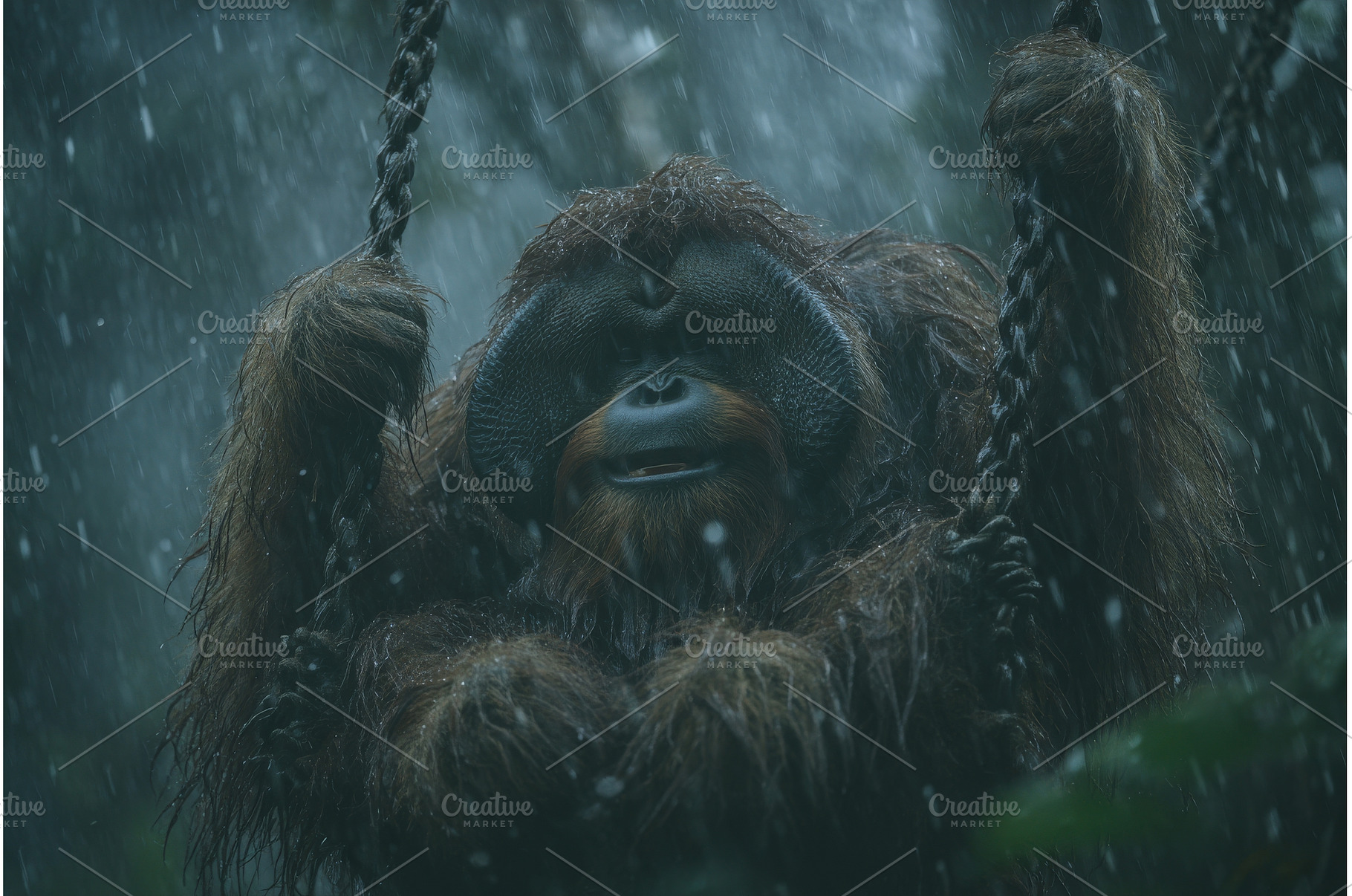 A baby orangutan is with its mother, an Animal Photo by ZinetroN