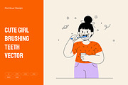 Cute Girl Brushing Teeth Vector, a Person Illustration by Partikusi Design (Thumbnail 1 of 3)