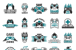 Video Game Labels. Gaming Console Cy