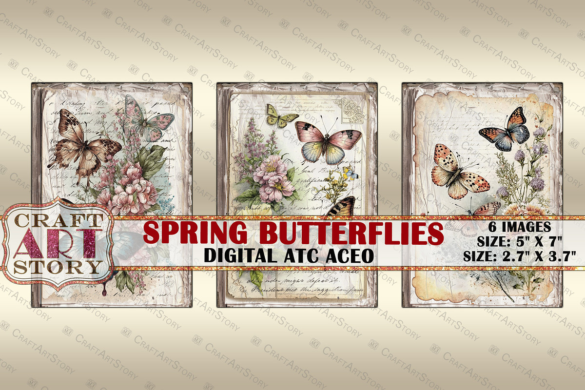 Spring butterflies card set,Collage, an Animal Illustration by CraftArtStory (Photo 2 of 3)