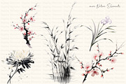 Zen Brushstrokes Sumi-e Clipart Set, an Illustration by Dazzling Art Boutique (Thumbnail 8 of 11)