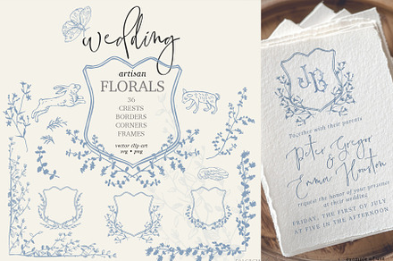 Floral wedding invitation clip art