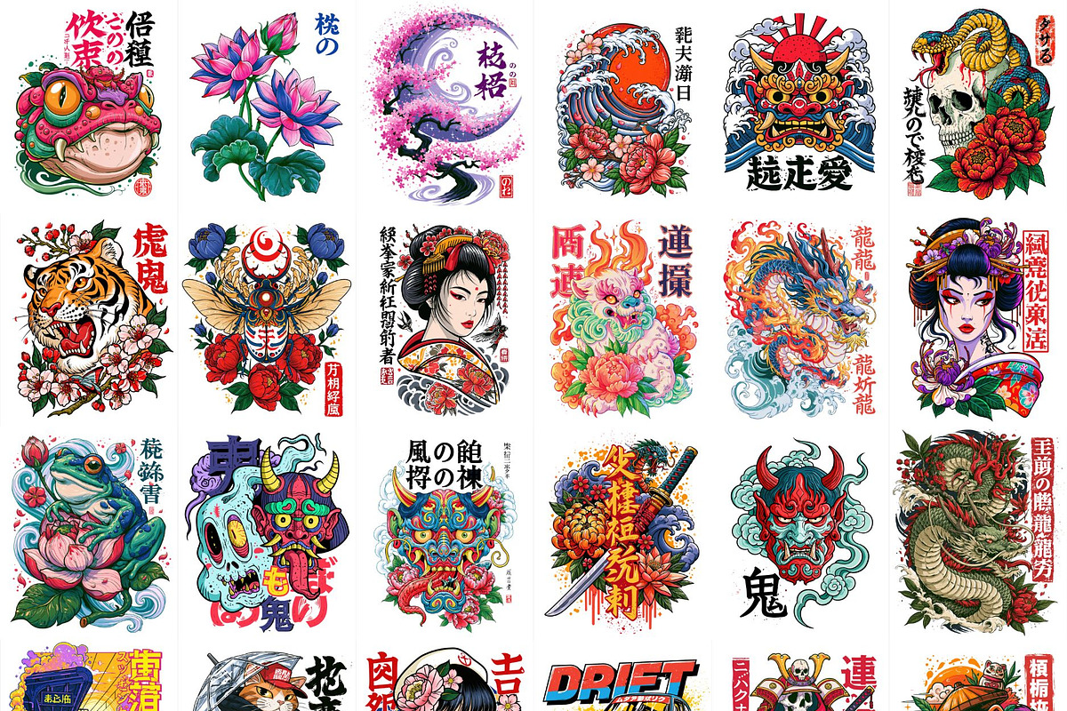 500+ Japanese T-Shirt Designs Bundle, a Decorative Illustration by Selenique Studio (Photo 16 of 16)