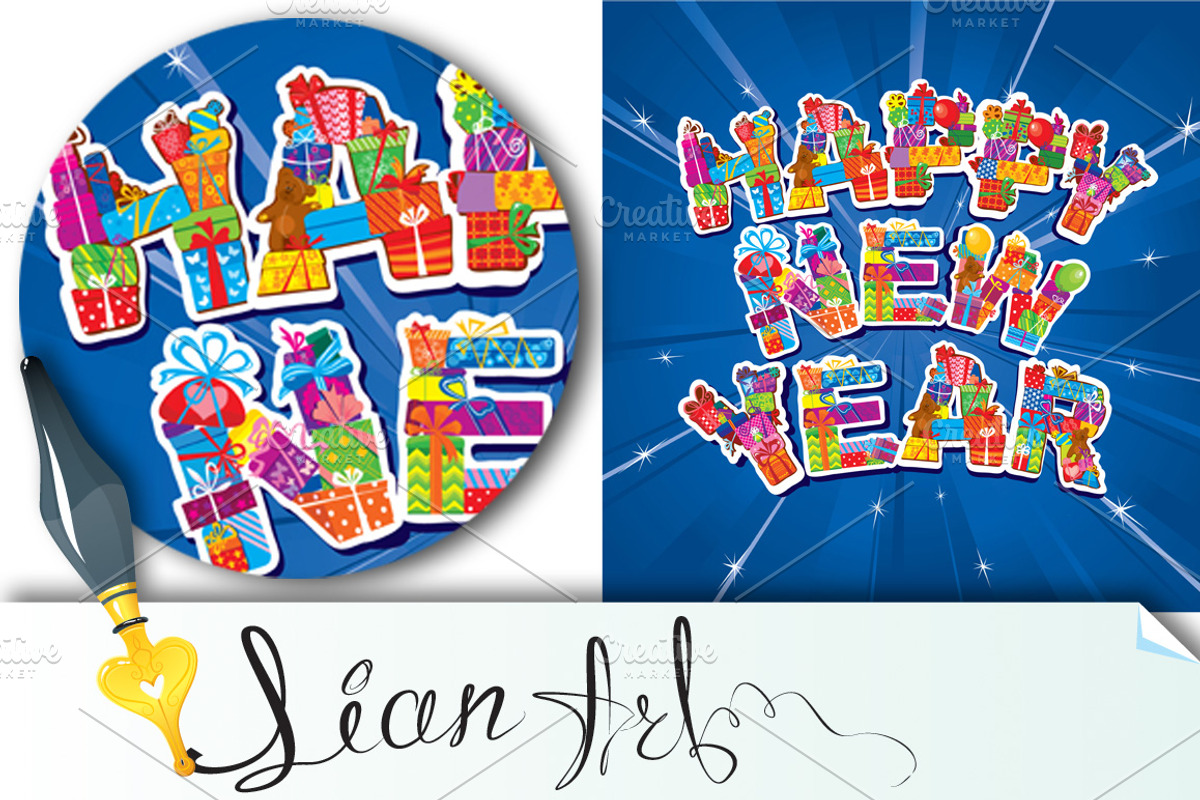 Abstract Happy New Year blue backgro, a Card Template by Lian-art