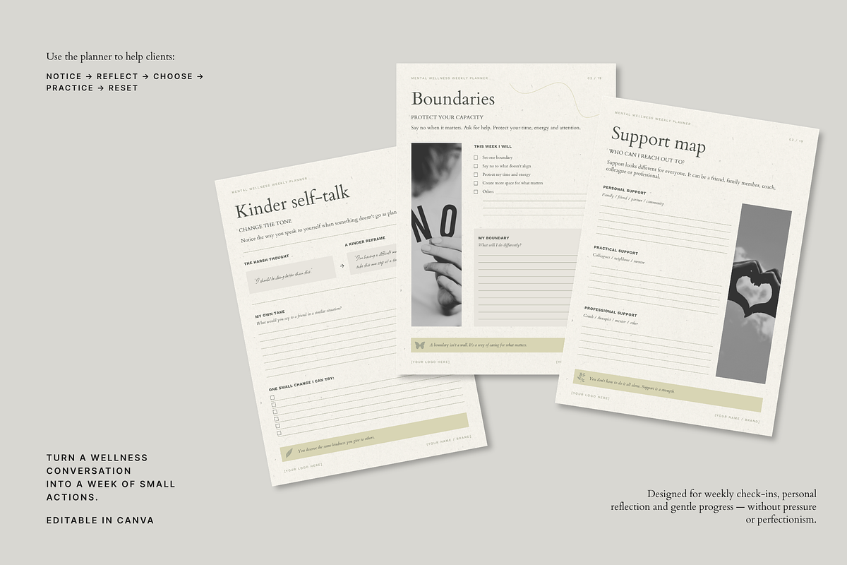 Mental Wellness Weekly Planner, a Marketing Template by Make It Yours Lab. (Photo 6 of 10)