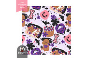 Spooky Halloween Flower Dogs Pattern, a Pattern Graphic by KisbyArt (Thumbnail 2 of 3)