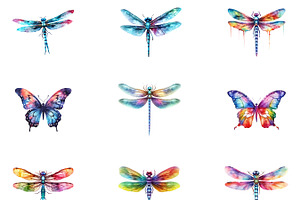 Butterflies And Dragonfly Clipart