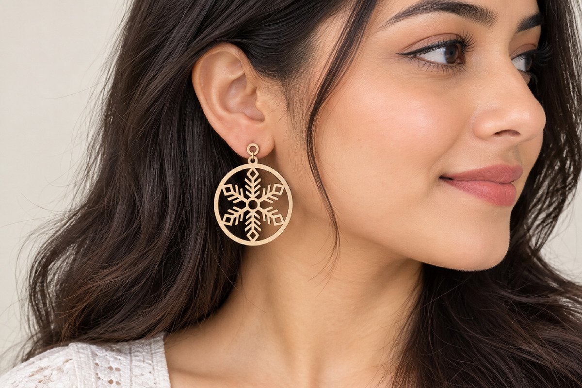 Geometric Snowflake Earrings SVG, an Object Graphic by Canvas Craft (Photo 2 of 3)
