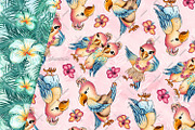 Cute Parrots Digital Papers, a Pattern Graphic by Phantasia Design (Thumbnail 4 of 7)