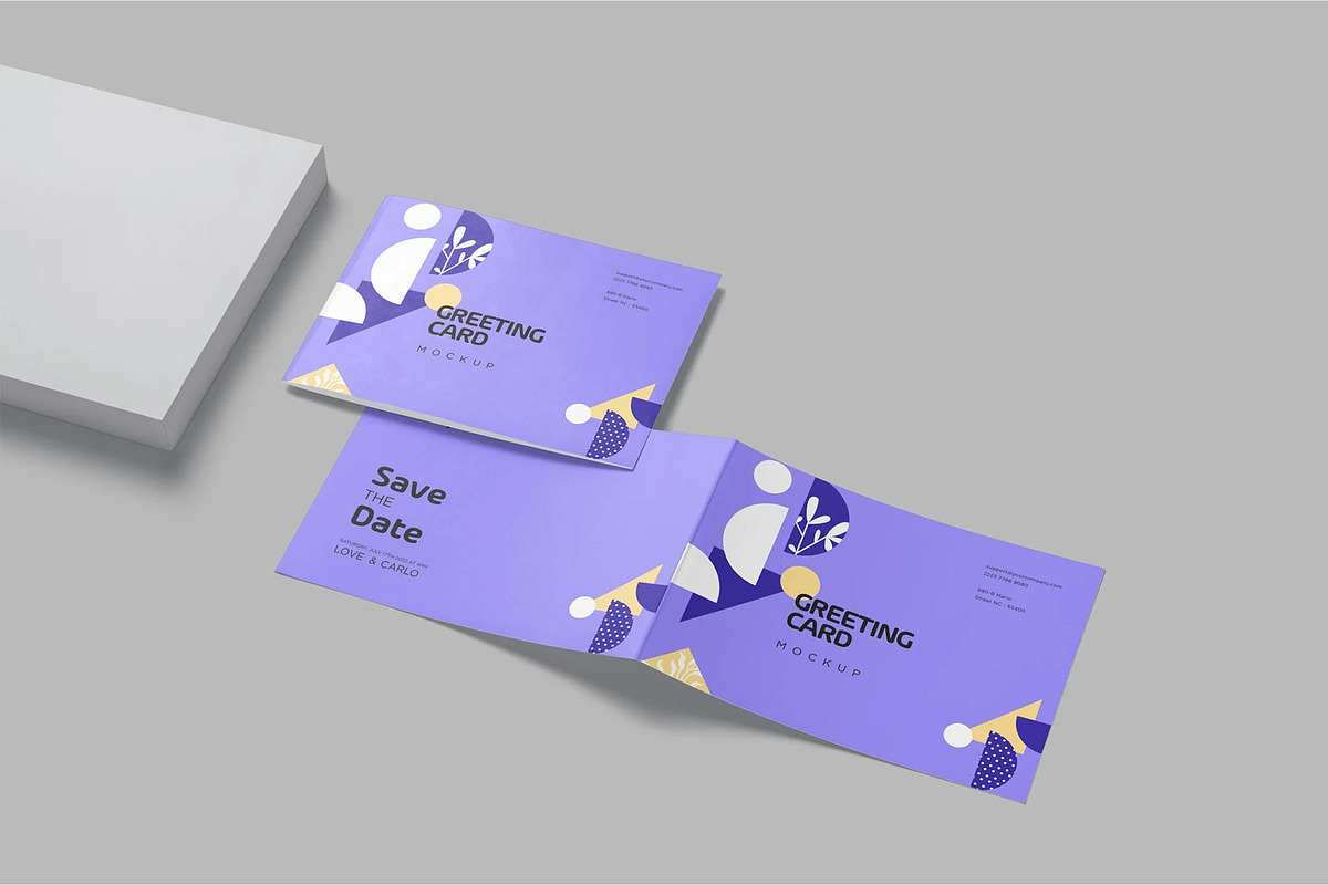 Landscape A4 2Fold Post Card Mockups, an Advertising Mockup by megostudi0 (Photo 2 of 7)