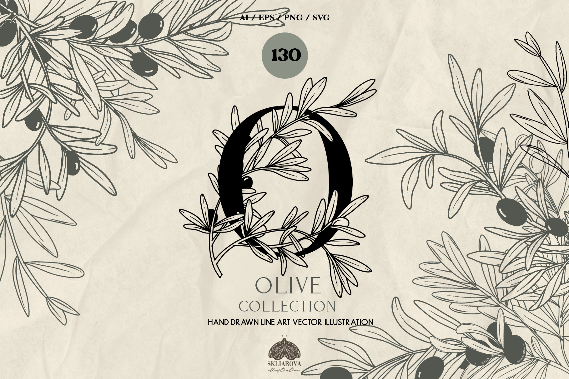 Olive line art illustrations