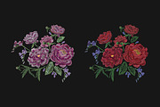 Embroidered composition with peonies, a Decorative Illustration by Good Studio (Thumbnail 1 of 3)