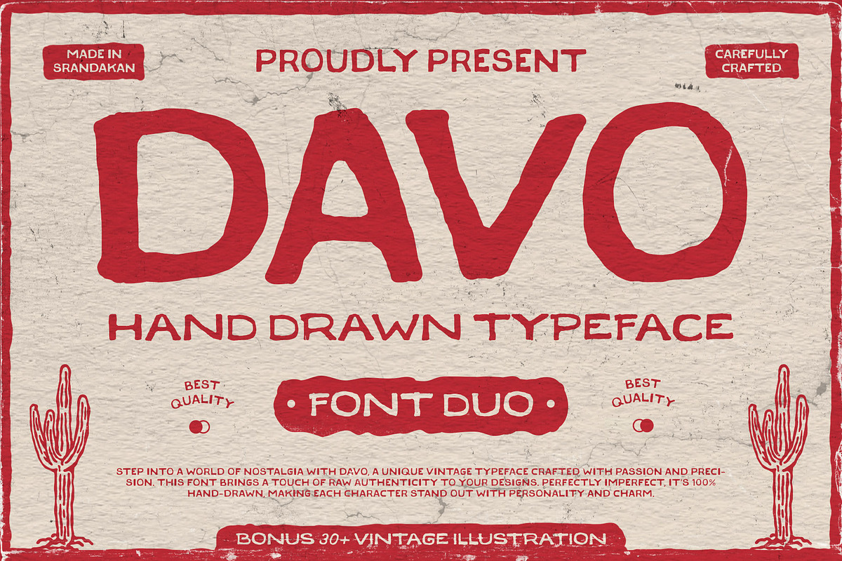 DAVO - HAND DRAWN TYPEFACE, a Handwritten Font by AROKA (Photo 1 of 8)