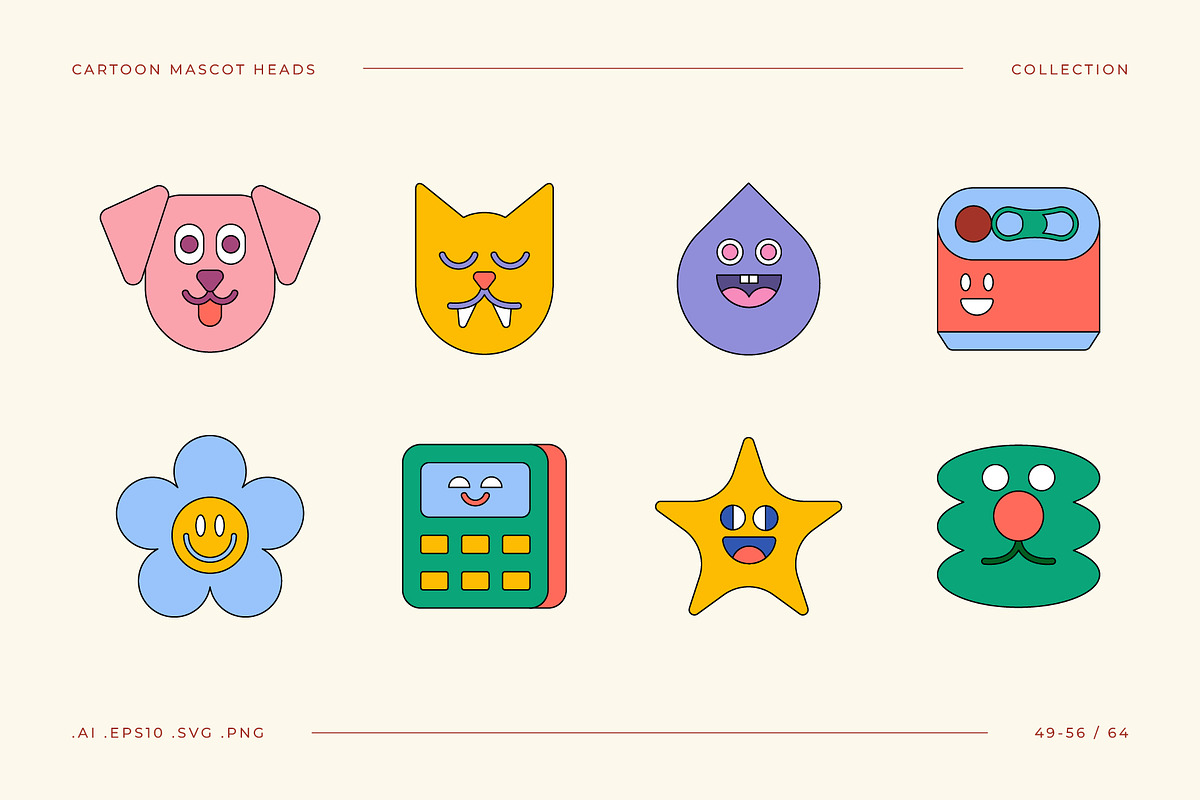 Cartoon Mascot Heads Collection, an Object Graphic by Léo Alexandre (Photo 8 of 16)