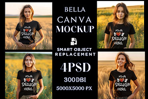 4 PSD T-shirts Fashion Model Mockups