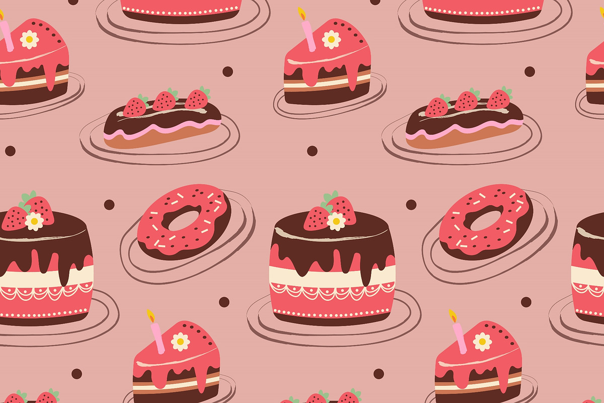 Bakery dessert patterns featuring, a Food Illustration by okskukuruza (Photo 3 of 3)