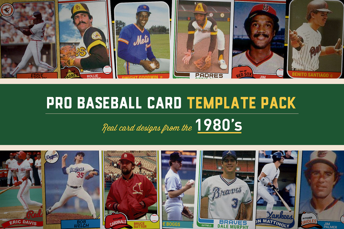 1980's Pro Baseball Card Templates, a Card Template by Chris Weibring (Photo 1 of 12)