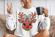 Brushstroke Reindeer Face Sublimatio, a Seasonal Illustration by YA Design (Thumbnail 3 of 4)