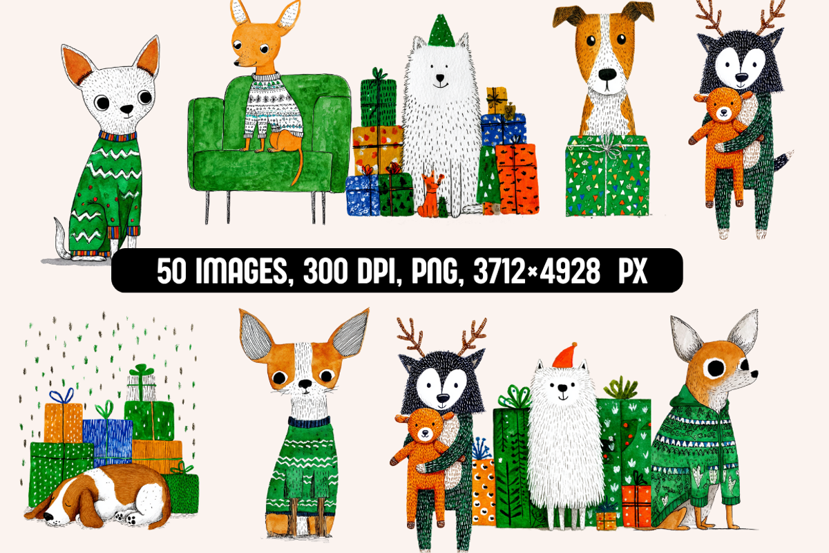Paws & Presents: Christmas Dogs, an Animal Illustration by PrintHaven Designs (Photo 4 of 9)