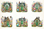 Watercolor Easter Home Clipart, an Illustration by DreamCafeArt (Thumbnail 4 of 4)