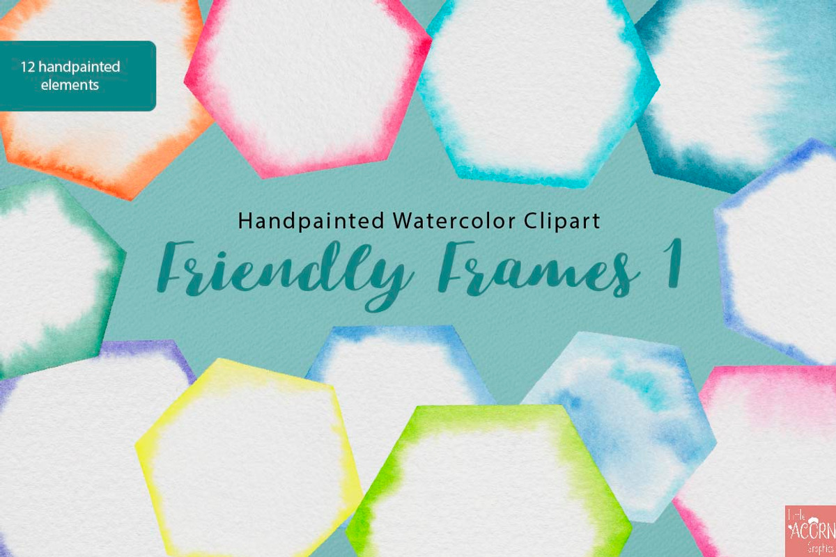 Watercolor Friendly Frames 1 PNG, an Object Graphic by LittleAcornGraphics (Photo 5 of 6)