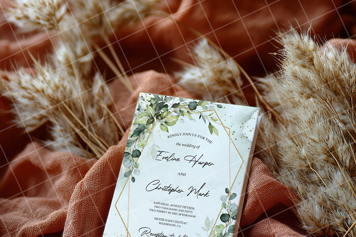 Boho 5x7 Invitation card mockup PSD, an Advertising Mockup by Blush Roses Print (Photo 5 of 7)